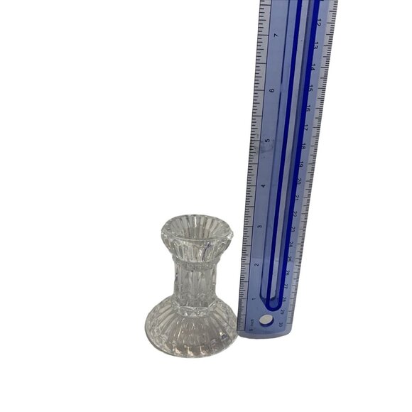 Vintage Cut Glass Crystal Candle Holder Elegant Faceted Pressed Glass Decor - Picture 6 of 6